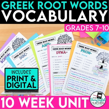 Preview of Greek Root Words Vocabulary Program - 10 weeks of print & digital vocabulary