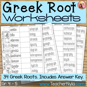 Preview of Greek Root Worksheets