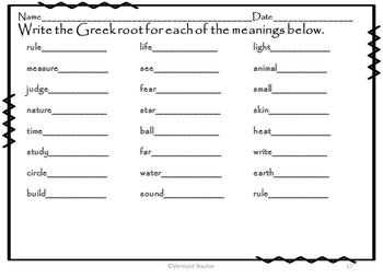 Greek Roots - A Matching Activity by Vermont Teacher | TpT