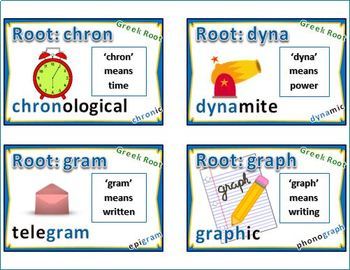 Greek Roots - Illustrated Definitions and Examples by Nyla's Crafty