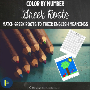 Preview of Greek Roots Review For Middle School Root Words Color by Number