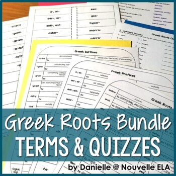 Preview of Greek Roots - Greek Prefixes - Greek Suffixes - Vocabulary Terms & Quiz Bundle