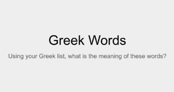 Preview of Greek Roots Unknown Words
