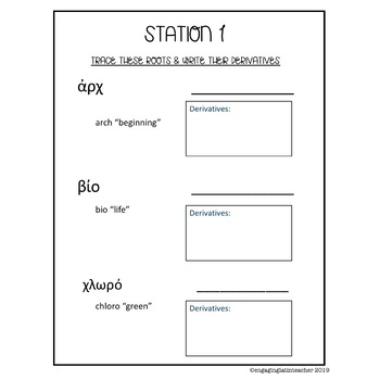 Greek Roots Worksheet Stations by Amy Skillicorn | TpT