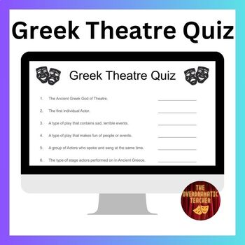 Preview of Greek Theatre Quiz : Digital for Google Classroom for Middle and High School.