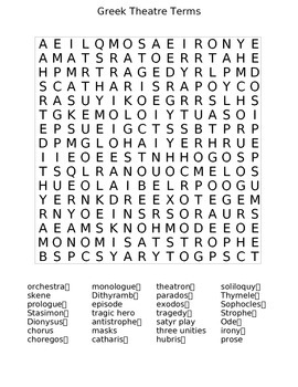 Greek Theatre and Literature Wordsearch by Ex Nihilo Arts and Culture
