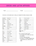 Greek and Latin Affix Practice - 16 Weeks