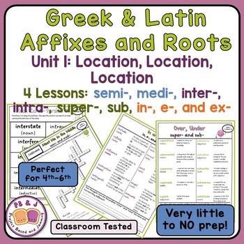 Preview of Greek and Latin Affixes: Unit 1 Bundle--Location