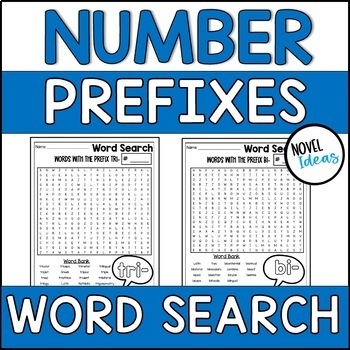 Preview of Greek Latin Number Prefix Reading Vocabulary  Activities 20 Word Searches