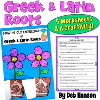 Preview of Greek and Latin Roots: Five Worksheets and a Vocabulary Craftivity
