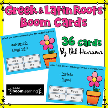 Preview of Greek and Latin Root Task Cards: BOOM Cards