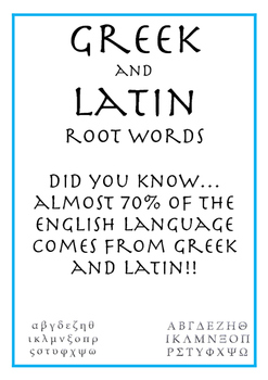Preview of {FREE} Greek and Latin Root Words