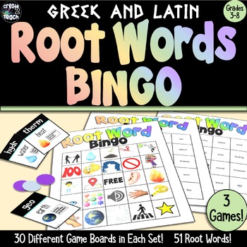 Preview of Greek and Latin Root Words Morphology Activity Bingo Games
