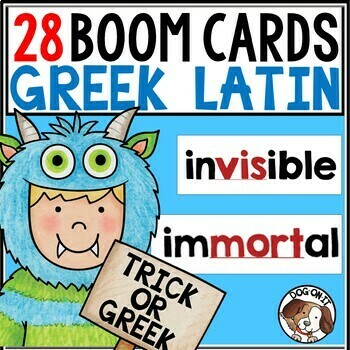 Preview of Greek and Latin Root Words BOOM Cards Halloween Digital Task Cards Activity