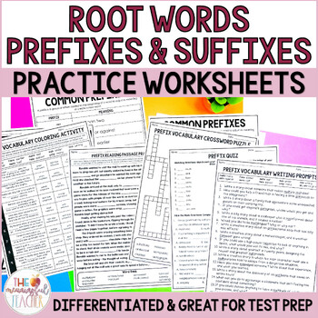 Greek and Latin Root Words, Prefixes, and Suffixes Worksheets and ...