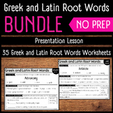 Greek and Latin Root Words Presentation and Worksheets | Bundle