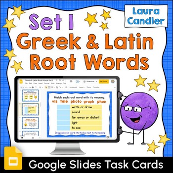 Preview of Greek and Latin Root Words Set 1 Google Slides Task Cards (Dollar Deals)