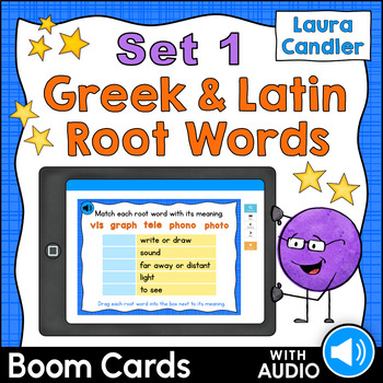 Preview of Greek and Latin Root Words Boom Cards Set 1 (Self-grading with Audio)