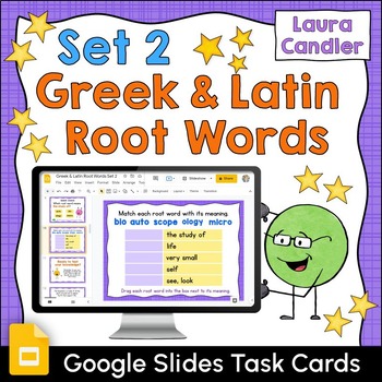 Preview of Greek and Latin Root Words Set 2 Google Slides Task Cards