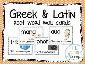 Preview of Greek and Latin Root Words - Word Wall Cards - Root Word Task Cards