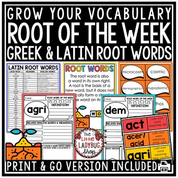 Preview of Vocabulary Activities Greek and Latin Root Words Wall Worksheets 4th 5th Grade