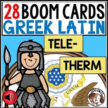 Preview of Greek and Latin Root Words with Audio Boom Cards Digital Task Cards