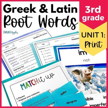 Preview of Greek and Latin Roots 3rd Grade Vocabulary Activities and Words - UNIT 1 PRINT
