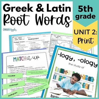 Preview of Greek and Latin Roots 5th Grade Vocabulary Activities and Words - UNIT 2 PRINT
