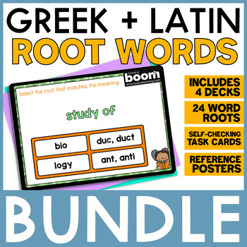 Preview of Greek + Latin Roots 3rd 4th 5th Grade Game - Morphology Activities - Boom Cards