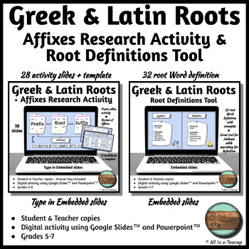 Preview of Greek and Latin Roots Bundle, Affixes Research &  Definitions Tool Resource