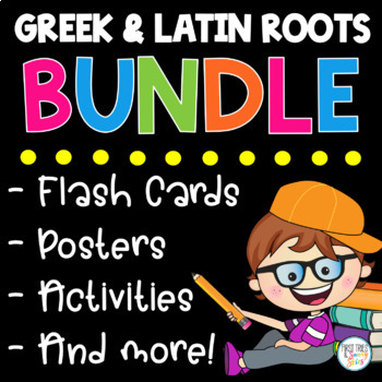 Preview of Greek and Latin Roots Bundle - Greek and Latin Roots Activities - Flashcards