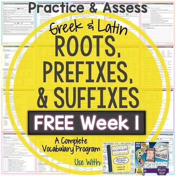 Preview of Greek and Latin Roots: FREE Printables! Week 1 Practice & Assess
