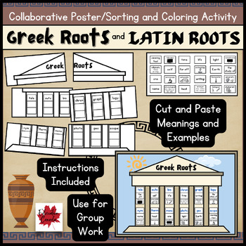 Preview of Greek and Latin Roots Fun Vocabulary Activity: Cut/Paste/Color: Make Posters