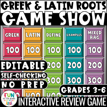 Preview of Greek and Latin Roots Game Show | Digital | Test Prep Reading Review Game