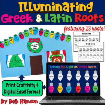Preview of Greek and Latin Roots Holiday Worksheets and Christmas Craftivity