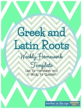 Preview of Greek and Latin Roots Homework Template {CCSS}