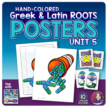 Preview of Greek and Latin Roots POSTERS Set - UNIT 5
