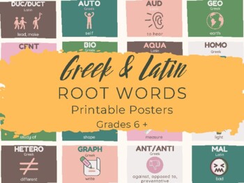 Preview of Greek and Latin Roots Posters Grades 6+ - Aligned to B.E.S.T. Standards!