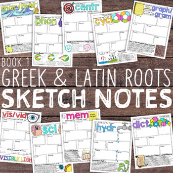 Preview of Greek and Latin Roots Sketch Notes: Book 1