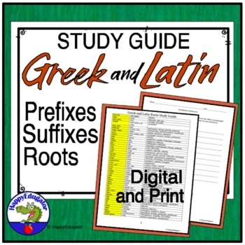 Preview of Greek and Latin Roots Study Guide Printable and Digital Easel Activity