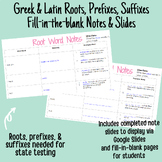 Greek and Latin Roots, Suffixes, and Prefixes Fill-in-the-