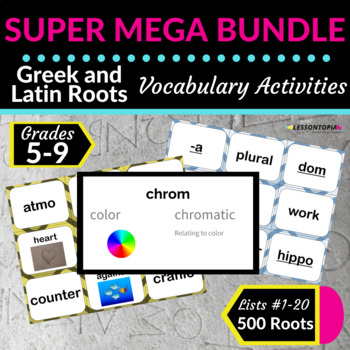 Preview of Greek and Latin Roots | Vocabulary Activities  | SUPER MEGA Bundle-Lists 1-20