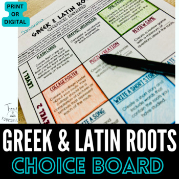 Preview of Vocabulary Choice Board Review for ANY Greek and Latin Roots