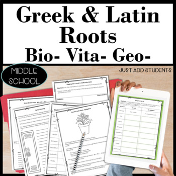 Preview of Greek and Latin Roots Vocabulary Graphic Organizer Activities + Creative Writing