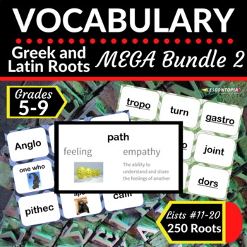 Preview of Greek and Latin Roots | Vocabulary MEGA Bundle 2-Lists 11-20