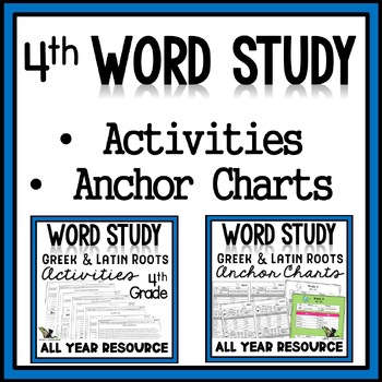 Preview of Greek and Latin Roots - Word Study Activities and Anchor Charts Bundle|4th Grade