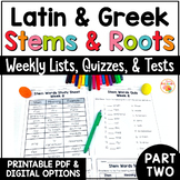 Greek and Latin Roots: Root Words Lists & Quizzes 3rd 4th 