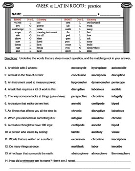 Greek and Latin Roots and Affixes (worksheets, 2 task card sets, and more)