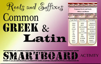 Preview of Greek and Latin Roots and Affixes Common Core  Language Smartboard File