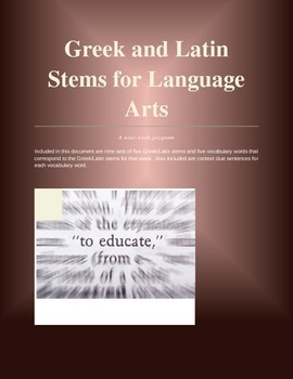 Preview of Greek and Latin Stems for Middle School - A Nine-Week Program